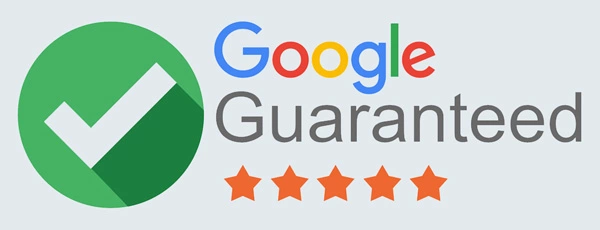 A home service with a Google guarantee logo and five stars.