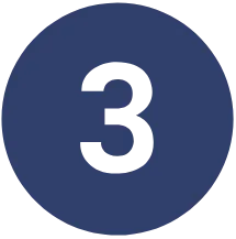 A black number 3 is centered on a solid dark blue circle, creating a simple design reminiscent of the modern signage seen at a chiropractor North Vancouver clinic.