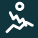 White icon of a person running up a zigzag path with a circle above their head, on a dark teal background—perfect for representing Kinesiology or highlighting kinesiology therapy services.