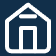 White house icon with a door on a dark blue background, symbolizing the welcoming environment of our acupuncture service.